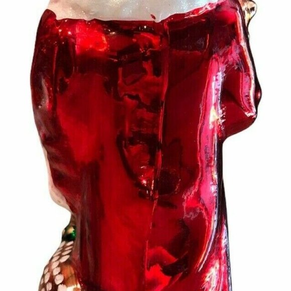 Vintage Glass Santa 12 1/2" Tall Hand Painted Deer - Picture 5 of 10